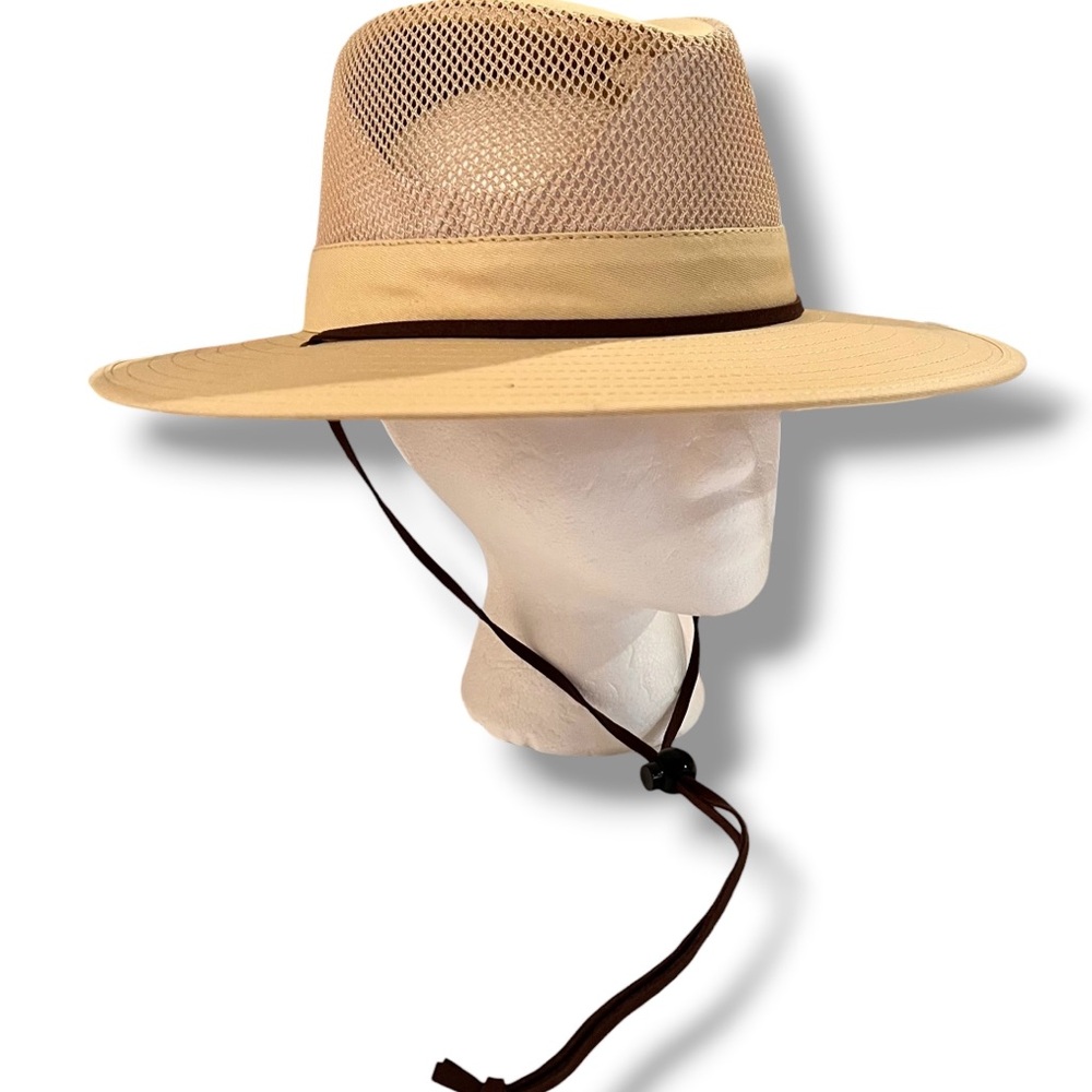 Turner Hats Mens Sz S Khaki Wide Brim Boonie Aussie Mesh Flex Top Chin Strap B-8
